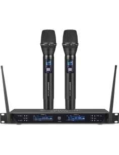 RONDSON BE-2020 2MIC Ensemble microphone récepteur UHF double canaux avec 2 microphones à main