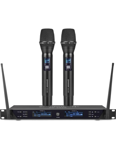 RONDSON BE-2020 2MIC Ensemble microphone récepteur UHF double canaux avec 2 microphones à main