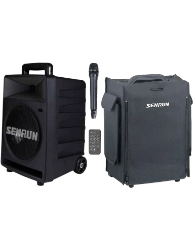 SENRUN EP 890 - Pack enceinte autonome avec Micro UHF, Lecteur  Bluetooth/USB/SD et housse