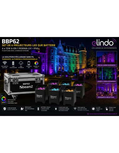 Set de 6 projecteurs LED sur batterie...