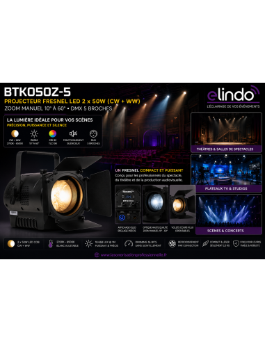 Projecteur Fresnel LED Professionnel...